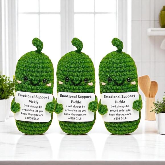 Handmade Emotional Support Pickle Plush Funny Stress Relief Desk Buddy Big Dill - Picture 5 of 11